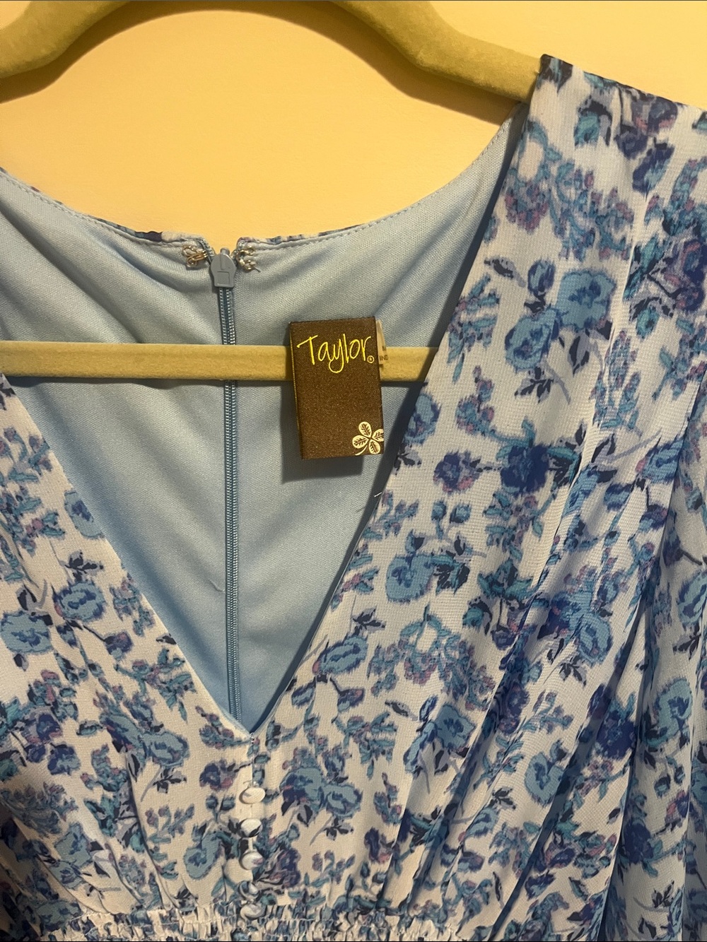 Taylor Blue and White Floral Mini Dress - Picture 2 of 4